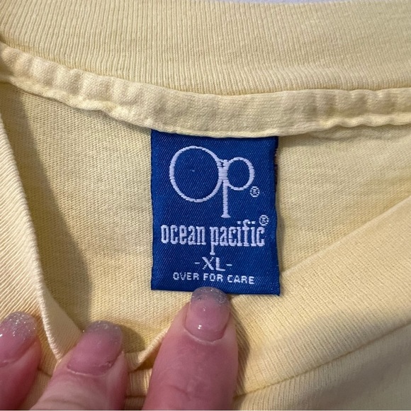 Vintage Ocean Pacific OP 1986 GONE FISHIN Single Stitch Yellow T Shirt XL - Picture 7 of 7